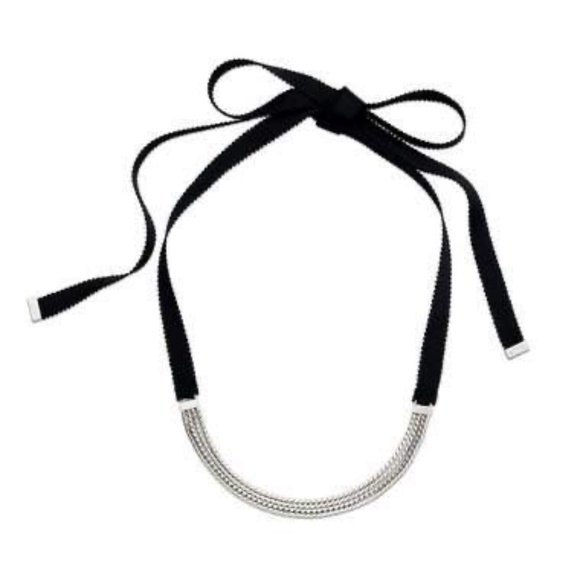 Keep Collective Grosgrain and Multi Chain Silver/Black Necklace New in Box - Picture 1 of 5